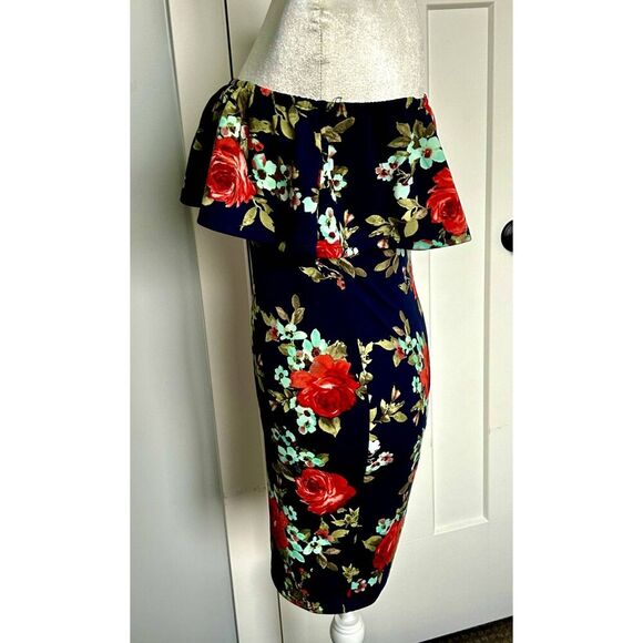 Crystal Doll Floral Strech BodyCon Miniskirt Dress Size S - Picture 3 of 6